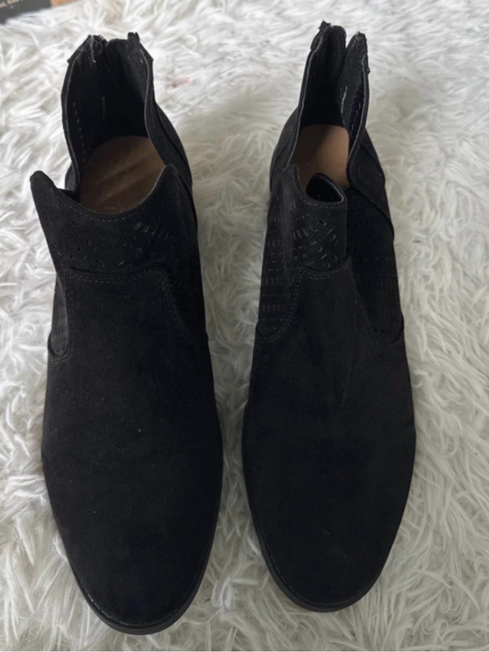 new directions Black Suede Ankle Booties